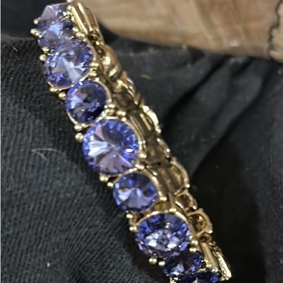 Tasha Gold Plate Bracelet with light Purple Crystal Stones - Picture 4 of 6